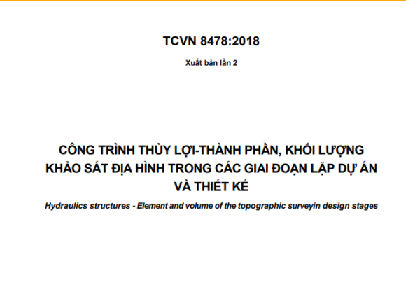 CÔNG TRÌNH THỦY LỢI - THÀNH PHẦN, KHỐI LƯỢNG KHẢO SÁT ĐỊA HÌNH TRONG CÁC GIAI ĐOẠN LẬP DỰ ÁN VÀ THIẾT KẾ